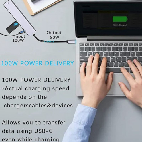 Hub USB C Adaptateur multiport USB C 7 en 1 avec HDMI 100 W PD et lecteur de carte SD/TF SH07131010-07