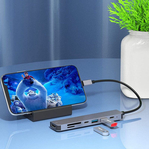 Hub USB C Adaptateur multiport USB C 7 en 1 avec HDMI 100 W PD et lecteur de carte SD/TF SH07131010-07