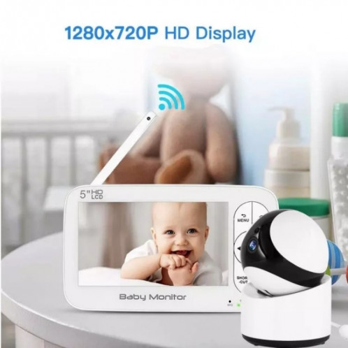 DY55A berceuses intégrées vidéo babyphone 5 pouces écran numérique sans fil bébé moniteur caméra (prise ue) SH901B854-06