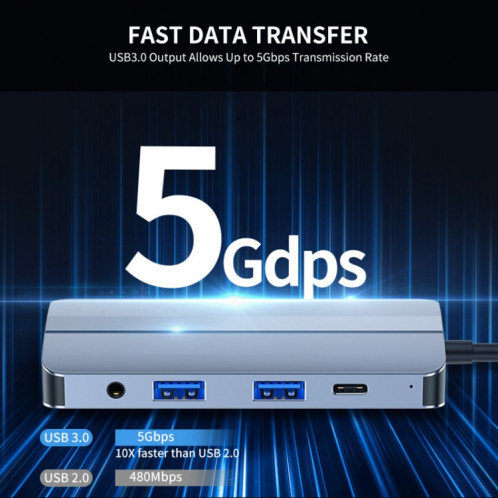 JUNSUNMAY Adaptateur de station d'accueil 8 en 1 Type-C vers 4K HDMI + VGA Hub de charge rapide PD SJ0761856-010