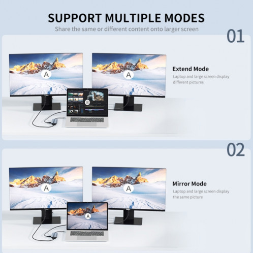 JUNSUNMAY Adaptateur de station d'accueil 8 en 1 Type-C vers 4K HDMI + VGA Hub de charge rapide PD SJ0761856-010