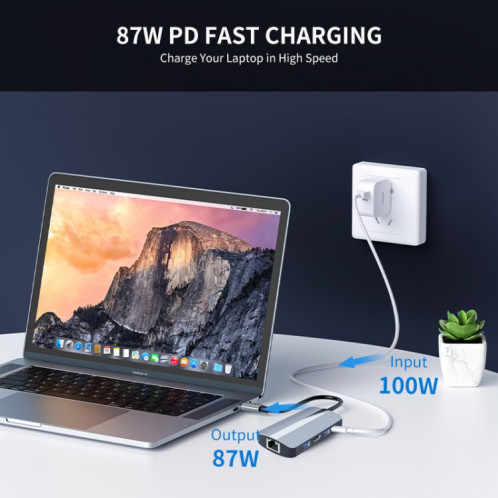 JUNSUNMAY Adaptateur de Station d'Accueil USB-C Multifonctionnel 7 en 1 SJ07801207-08