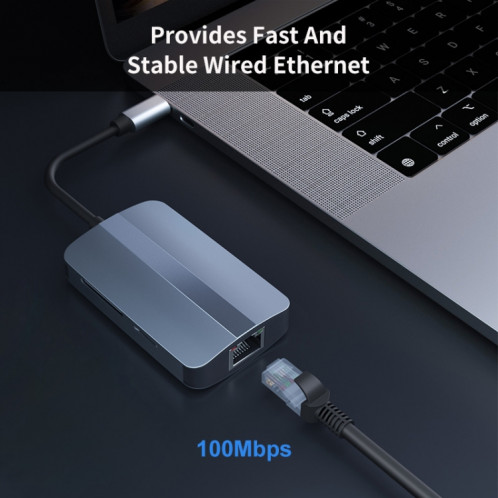 JUNSUNMAY 5 en 1 Type-c vers RJ45 Ethernet + Lecteur de Carte SD/TF Hub USB-C Multifonctionnel SJ07811334-07