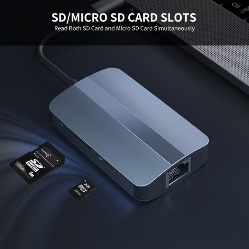JUNSUNMAY 5 en 1 Type-c vers RJ45 Ethernet + Lecteur de Carte SD/TF Hub USB-C Multifonctionnel SJ07811334-07