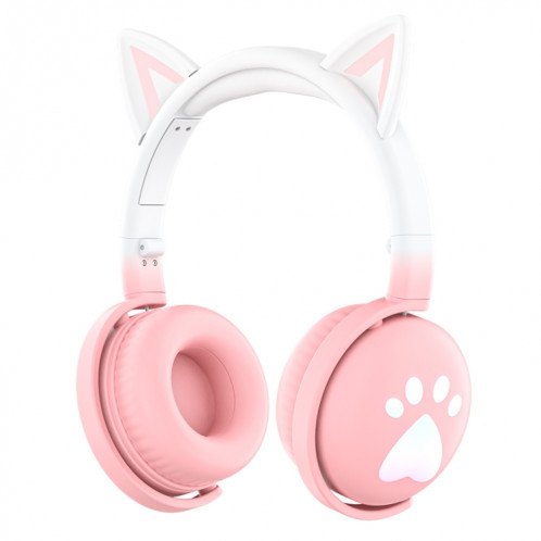 KE28 RGB Cute Cat Ears Bluetooth Casque de musique sans fil avec micro amovible (Rose) SH301A848-09
