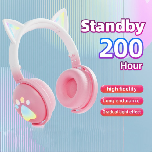 KE28 RGB Cute Cat Ears Bluetooth Casque de musique sans fil avec micro amovible (bouton) SH301C1194-09