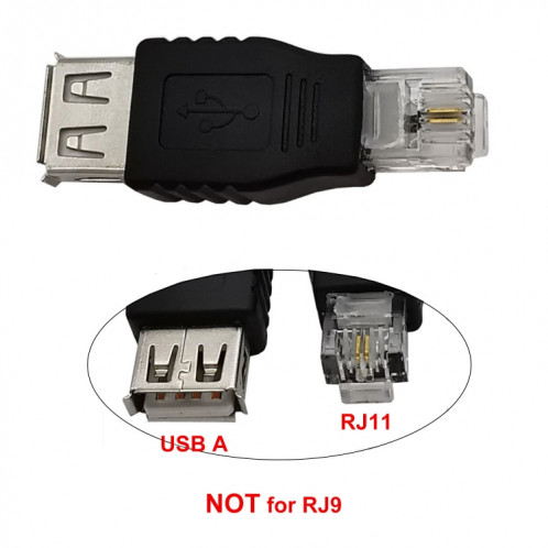 JUNSUN MAY Convertisseur adaptateur USB femelle vers mâle RJ11 6P2C SJ108618-06