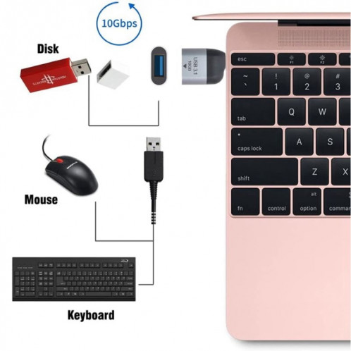 Adaptateur USB 3.0 Type A femelle vers USB 3.1 Type C mâle hôte OTG données 10 Gbps pour ordinateur portable et téléphone SH1165364-06