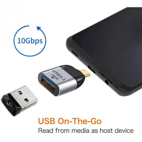 Adaptateur USB 3.0 Type A femelle vers USB 3.1 Type C mâle hôte OTG données 10 Gbps pour ordinateur portable et téléphone SH1165364-06