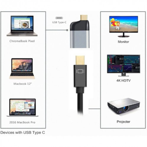 Adaptateur USB C vers Mini DisplayPort 4K 60hz pour tablette téléphone portable SH1166244-06
