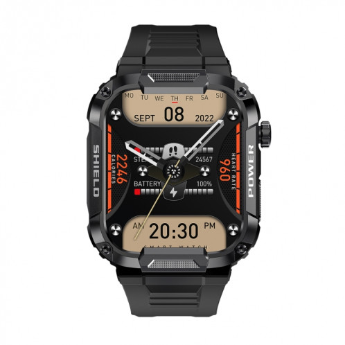 MK66 Montre intelligente à écran couleur de 1,85 pouces, prend en charge la surveillance de la fréquence cardiaque / la surveillance de la pression artérielle (noir) SH301A1010-09