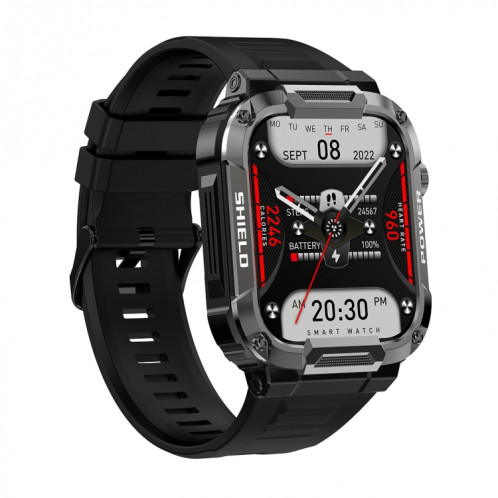 MK66 Montre intelligente à écran couleur de 1,85 pouces, prend en charge la surveillance de la fréquence cardiaque / la surveillance de la pression artérielle (noir) SH301A1010-09