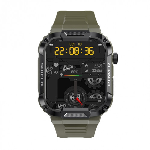 MK66 Montre intelligente à écran couleur de 1,85 pouces, prend en charge la surveillance de la fréquence cardiaque / la surveillance de la pression artérielle (vert) SH301B1466-09