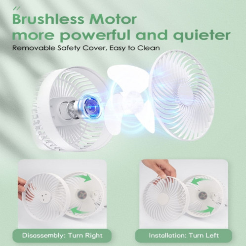 Ventilateur de camping de tente portable extérieur rechargeable multifonctionnel à LED (blanc) SH901B640-08
