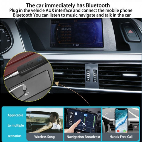 M27 Bluetooth 5.2 sans fil stéréo musique récepteur émetteur mains libres 3,5 mm Aux Audio voiture Kit SH1415478-06