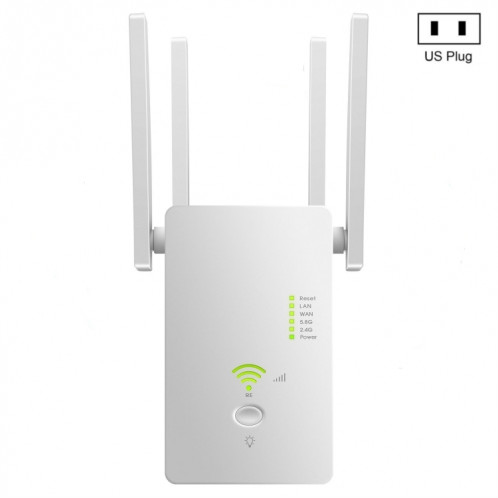 U6 5Ghz Répéteur WiFi sans fil 1200Mbps Routeur Wifi Booster 2.4G Extension longue portée (prise UE) SH101B504-07