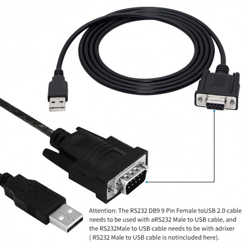 JUNSUNMAY Câble RS232 DB9 femelle vers USB 2.0 de 6 pieds à utiliser uniquement pour contrôleur logique programmable SJ2021864-04