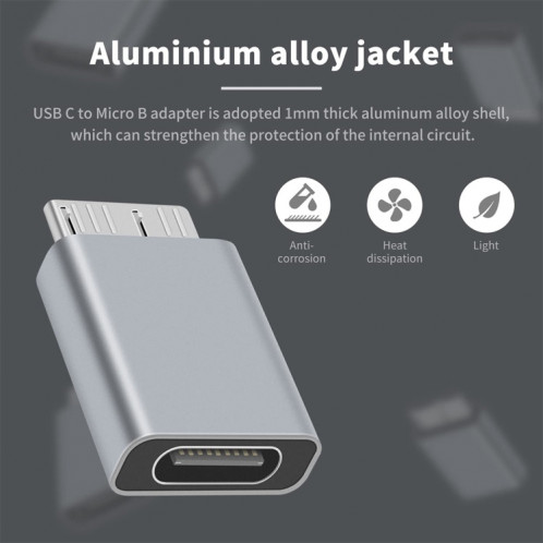 1 PCS JUNSUNMAY USB-C / Type-C Femelle à Mâle USB 3.0 Micro B Adaptateur Convertisseur SJ3601593-06