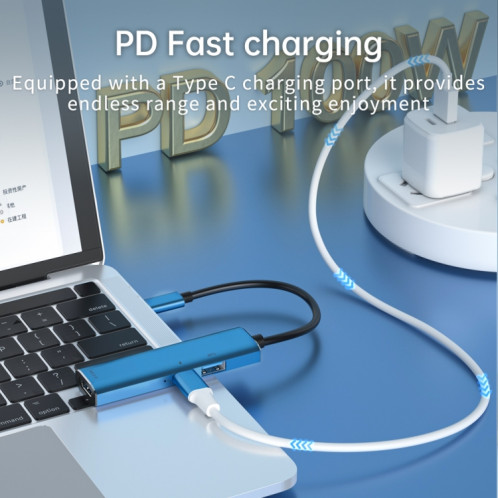 V264 3 en 1 USB-C / Type-C vers USB3.0 + PD3.0 + HD2.0 Adaptateur multi-séparateur 3 ports OTG HUB SH21101881-06