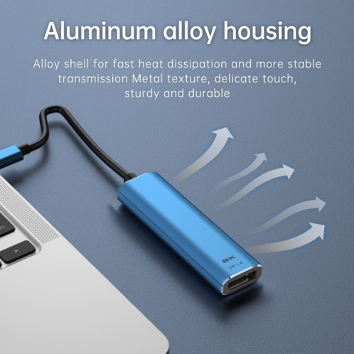 V264B 3 en 1 USB-C / Type-C vers USB3.0 + PD3.0 + DP1.4 Adaptateur multi-séparateur 3 ports OTG HUB SH21111352-06