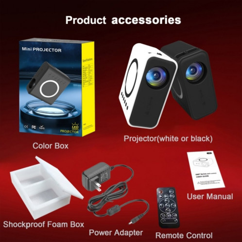 YT300 Accueil Multimédia Mini Projecteur À Distance Support Téléphone Portable ( White) SH701B1458-06