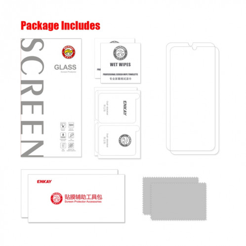 Pour Motorola Moto E13 2 pièces ENKAY 0.26mm 9H 2.5D haute Film de verre trempé aluminium-silicium SE550885-06