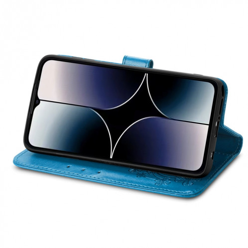 Pour Ulefone Note 16 Pro Fermoir à quatre feuilles Boucle en relief Étui de téléphone en cuir (Bleu) SH901C1905-05