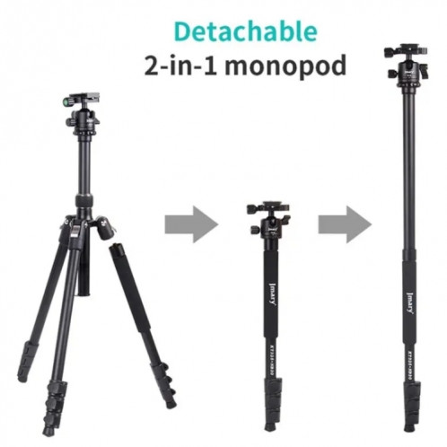 JMARY KT325-NB30 Support de trépied rotatif pour caméra d'action en alliage d'aluminium portable de 1,6 m SJ30761018-07
