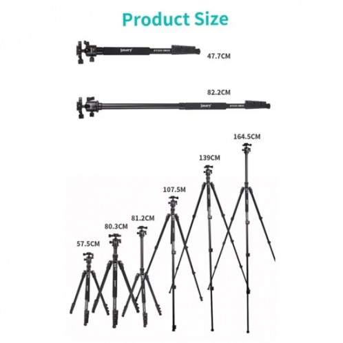 JMARY KT325-NB30 Support de trépied rotatif pour caméra d'action en alliage d'aluminium portable de 1,6 m SJ30761018-07