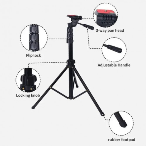 JMARY KP-2206 Trépied de Caméra Portable Réglable Multifonctionnel 1.7m Support de Plancher SJ3080427-06