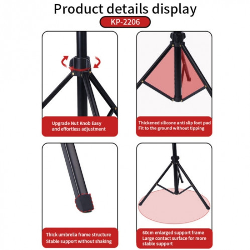 JMARY KP-2206 Trépied de Caméra Portable Réglable Multifonctionnel 1.7m Support de Plancher SJ3080427-06