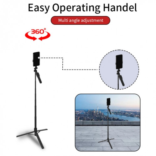 JMARY KT-239 Support de montage de caméra de conception de rotation 1,75 m Trépied de bâton de selfie de téléphone télescopique SJ30891813-07