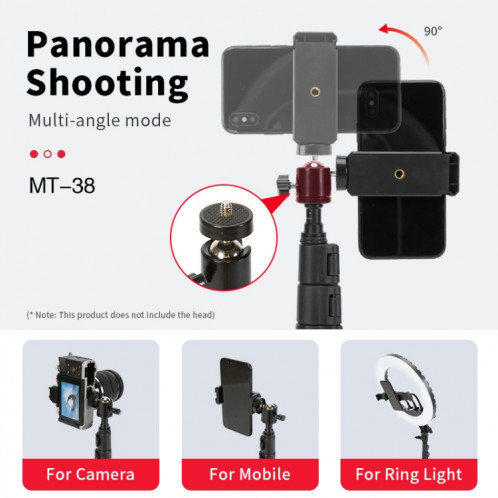 JMARY MT38 Support de téléphone pour trépied de voyage 1,68 m Télescopique Vlogging Support de caméra Support de trépied SJ30901198-07