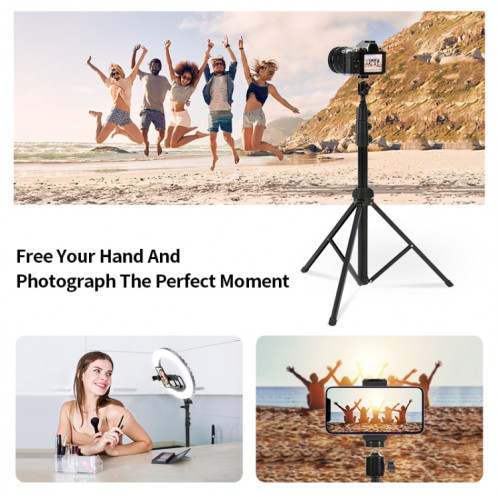 JMARY MT38 Support de téléphone pour trépied de voyage 1,68 m Télescopique Vlogging Support de caméra Support de trépied SJ30901198-07