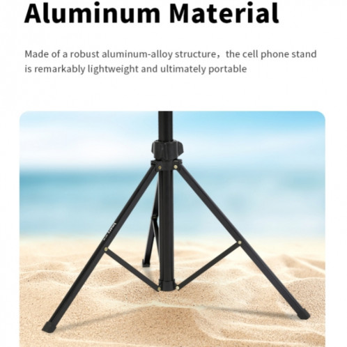JMARY MT38 Support de téléphone pour trépied de voyage 1,68 m Télescopique Vlogging Support de caméra Support de trépied SJ30901198-07