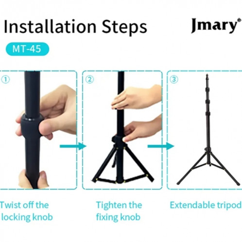 JMARY MT45 Clip de téléphone portable Support de montage de caméra Télescopique Selfie Stick Support de trépied extérieur SH3094709-07