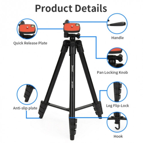 JMARY KP2205 Support de téléphone portable pour trépied de voyage Support de trépied pour caméra télescopique SJ3100485-07