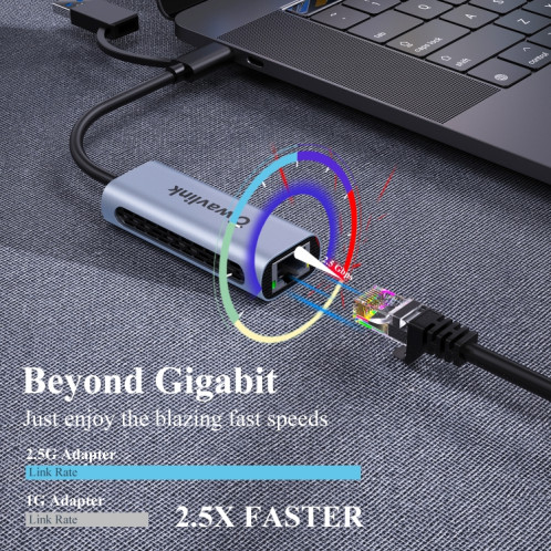 Wavlink NWU330GCA Adaptateur Ethernet Gigabit Type-C vers 2.5 Carte réseau RJ45 LAN USB3.0 Convertisseur SW32331048-07
