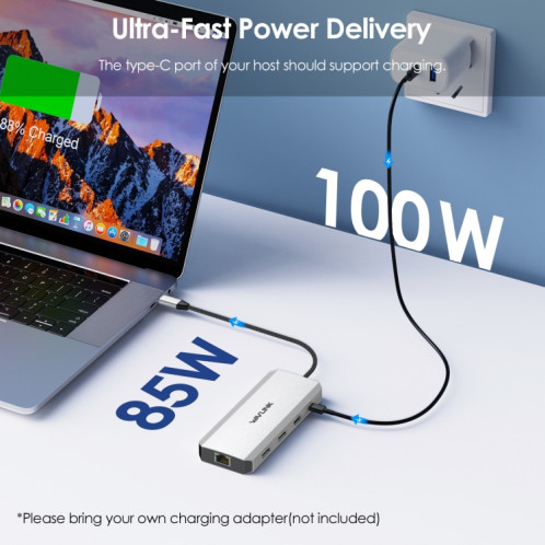 Wavlink UMD303 Adaptateur multiport HDMI 4K HUB USB-C Station d'accueil pour ordinateur portable triple moniteur 12-en-1 SW32361047-07