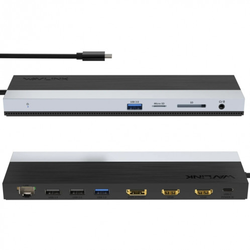 Wavlink UMD08 DisplayPort 12 en 1 Station d'accueil à triple écran Type-C SW3245664-08