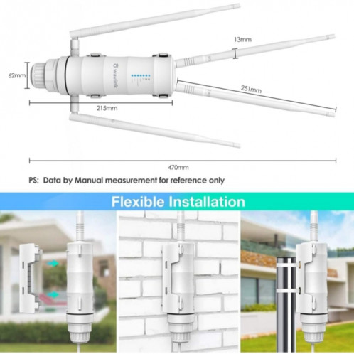 WAVLINK WN572HP3 AC1200 routeur sans fil double bande résistant aux intempéries extension WiFi extérieure, prise: prise américaine SW12011744-08