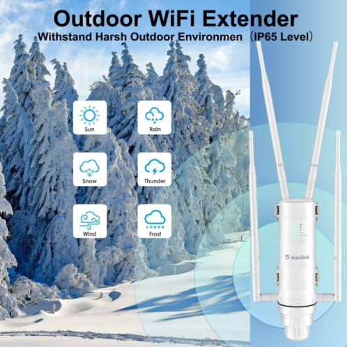 WAVLINK WN572HG3 avec antenne 4x7dBi AC1200 routeurs sans fil d'extension WiFi extérieur, prise: prise américaine SH1401115-08