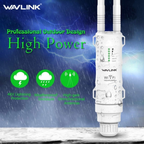 WAVLINK WN570HA1 extension de routeur de portée WiFi extérieure résistante aux intempéries 2.4 + 5 GHz 600 Mbps, prise: prise AU SW1504161-08