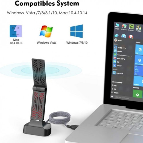 WAVLINK WN690A5D pour PC AC1900M USB 3.0 carte réseau 2.4 GHz 5 GHz adaptateur sans fil double bande SW34171459-07