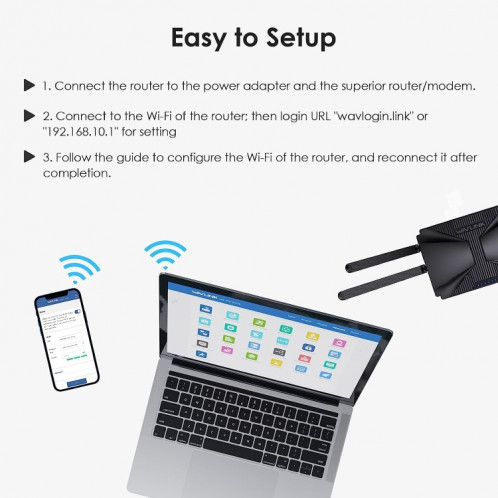 WAVLINK WN586X3 routeur Ethernet Gigabit sans fil Wi-Fi 6 AX3000 routeur maille double bande, prise: prise ue SW54031470-08