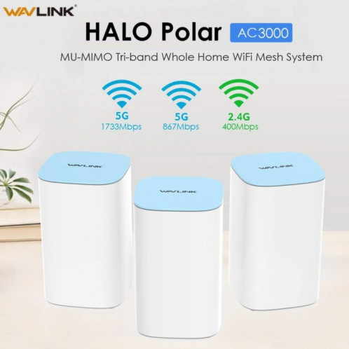 WAVLINK WN551K3 3 pièces AC3000 WiFi répéteur sans fil antenne intégrée routeur sans fil maille tri-bande, prise: prise AU SW60041766-07