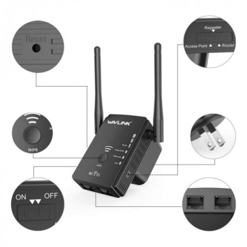 Wavlink WN578R2 avec 2 antennes externes N300 AP/extension de portée/routeur sans fil, prise: prise ue SW67021488-08