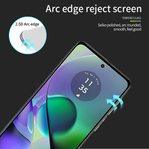 Pour Motorola Moto G54 MOFI 9H 2.5D Film de verre trempé plein écran (noir) SM703A1130-08