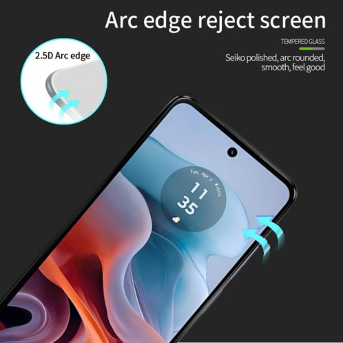 Pour Motorola Moto G34 MOFI 9H 2.5D Film de verre trempé plein écran (noir) SM704A408-08