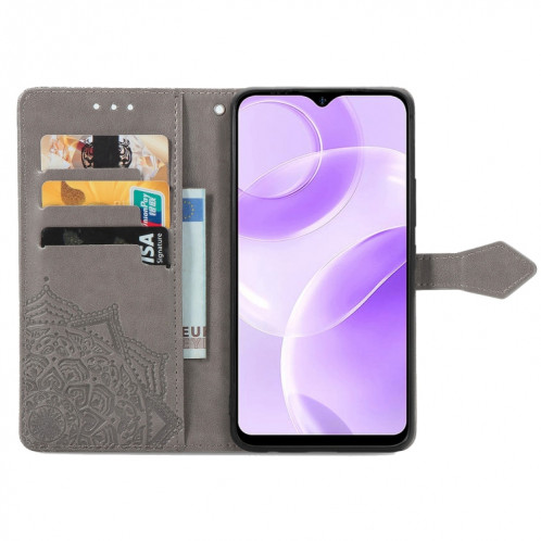 Pour Ulefone Note 15 Étui de téléphone en cuir gaufré fleur Mandala (gris) SH301B1300-06